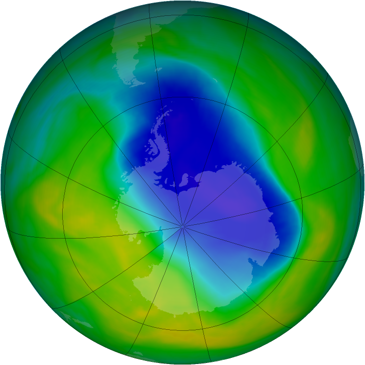 Antarctic ozone map for 23 November 2007